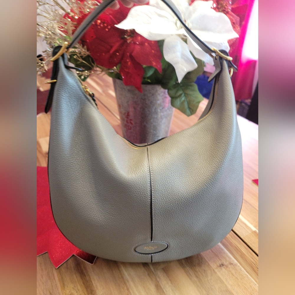 Mulberry Gray Leather Hobo Bag